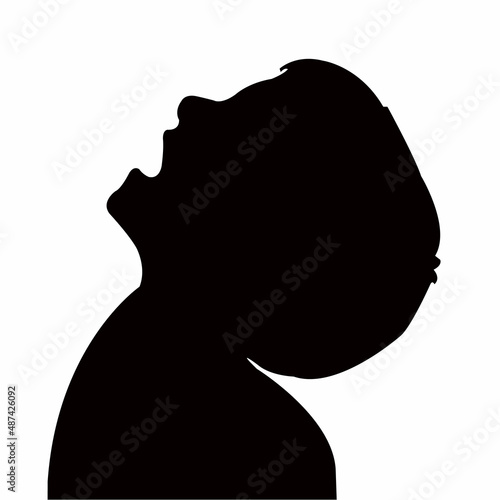 a boy screaming, head silhouette vector