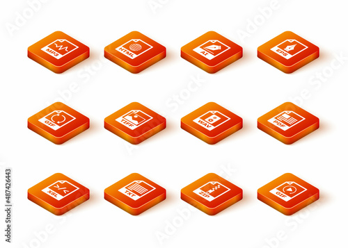 Set XSL file document, TXT, GIF, TIFF, ZIP and WAV icon. Vector