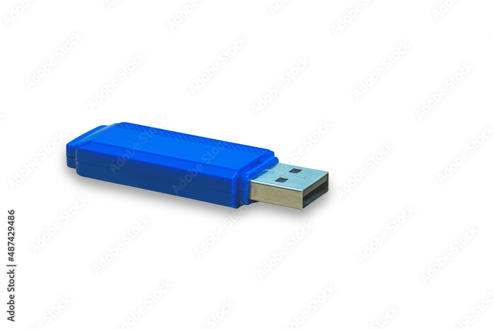 blue flash drive isolated on white background blue flash drive isolated on white background