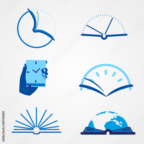 logo symbol book blue flat