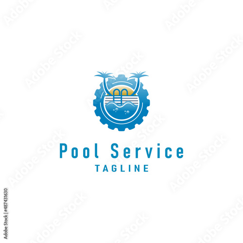 Fototapeta Naklejka Na Ścianę i Meble -  Pool clean service logo template