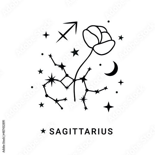 Wallpaper Mural Sagittarius floral zodiac sign Torontodigital.ca