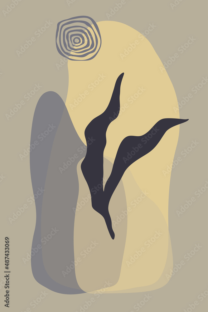 Modern abstract background with natural organic shapes. Contemporary graphic design for poster, card, wall art in trendy minimal style. Vector illustration.