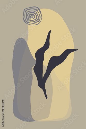 Obraz na płótnie Modern abstract background with natural organic shapes. Contemporary graphic design for poster, card, wall art in trendy minimal style. Vector illustration. w salonie