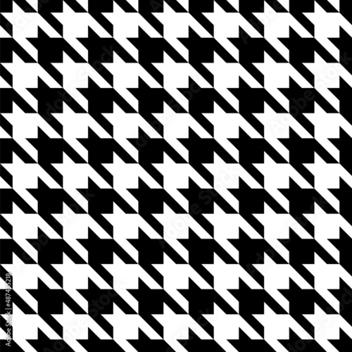 Houndstooth seamless pattern. Repeated houndtooth texture. Black hound tooth on white background. Repeating pepita plaid patern for design prints. Simple abstract plaid dogstooth. Vector illustration
