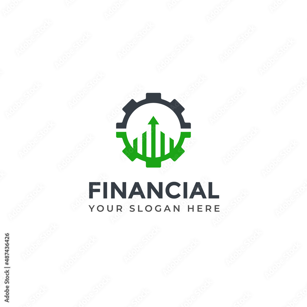 Financial management tools logo with arrow logo template Financial management tools logo with arrow logo template