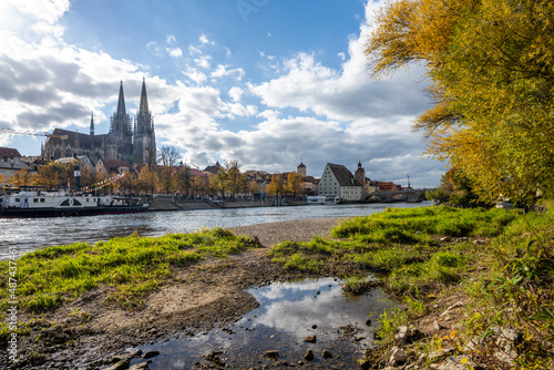 Regensburg Cathedral and Stone Bridge in Regensburg, Germany