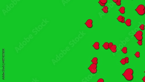 A lot of red hearts fly out from one explosion point. Animation of wave flying hearts. Template for Valentine's, Mother's days, declaration of love or posts on social networks. 4K. Alpha channel.