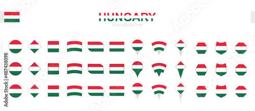 Large collection of Hungary flags of various shapes and effects.