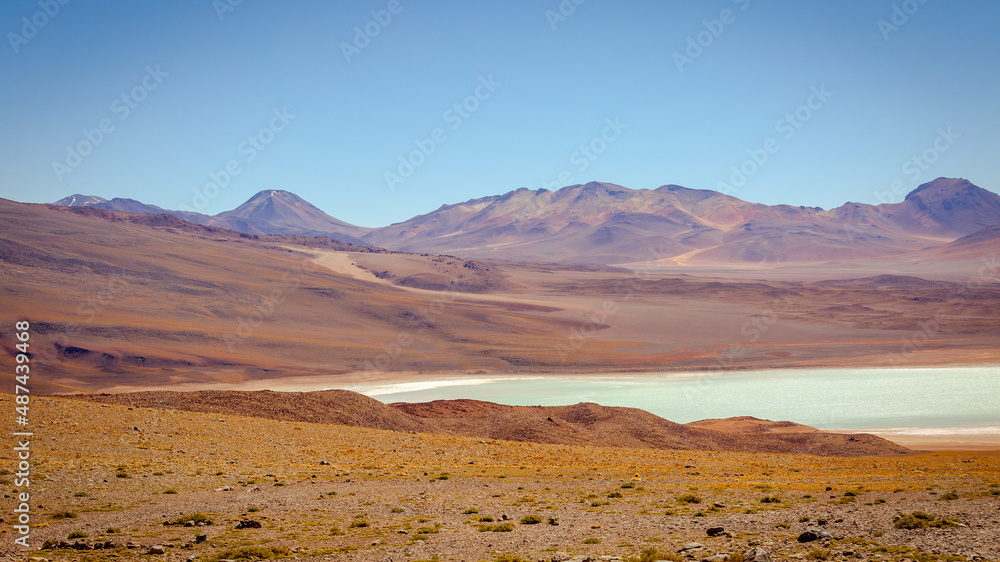 Picturesque landscape of a mountain range in the Bolivian Altiplano in the Eduardo Avaroa National Reserve in Bolivia. Picturesque landscape of a mountain range in the Bolivian Altiplano in the Eduardo Avaroa National Reserve in Bolivia.