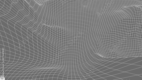 Wireframe landscape on white background. Abstract geometric vector technology background. 3d vector digital background.