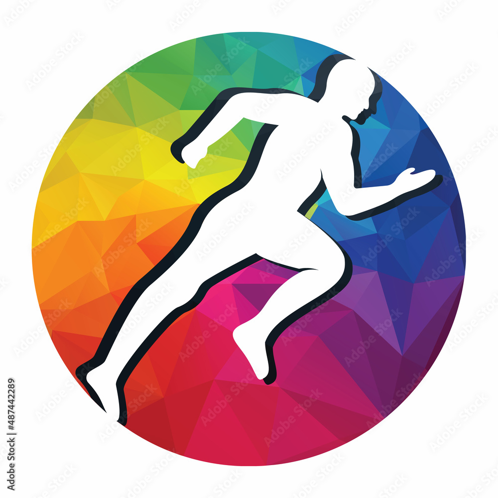 Fototapeta premium Running and Marathon Logo Vector Design. Running man vector symbol.