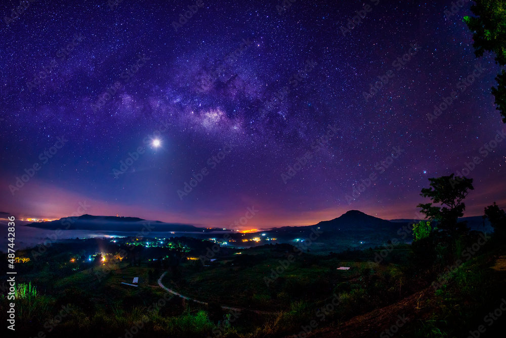 The Milky Way before dawn at a viewpoint on the mountain