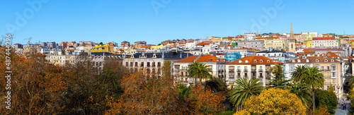 Beautiful autumn panoramic cityscape view of center old town of Santander  Cantabria - warm winter in Spain