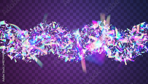 Cristal Effect. Fantasy Foil. Metal Prism. Iridescent Tinsel. Pink Retro Glare. Festive Art. Party Celebrate Wallpaper. Birthday Background. Blue Cristal Effect