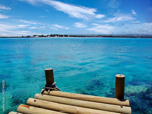 Ile aux Aigrettes pier Mauritius turquoise lagoon