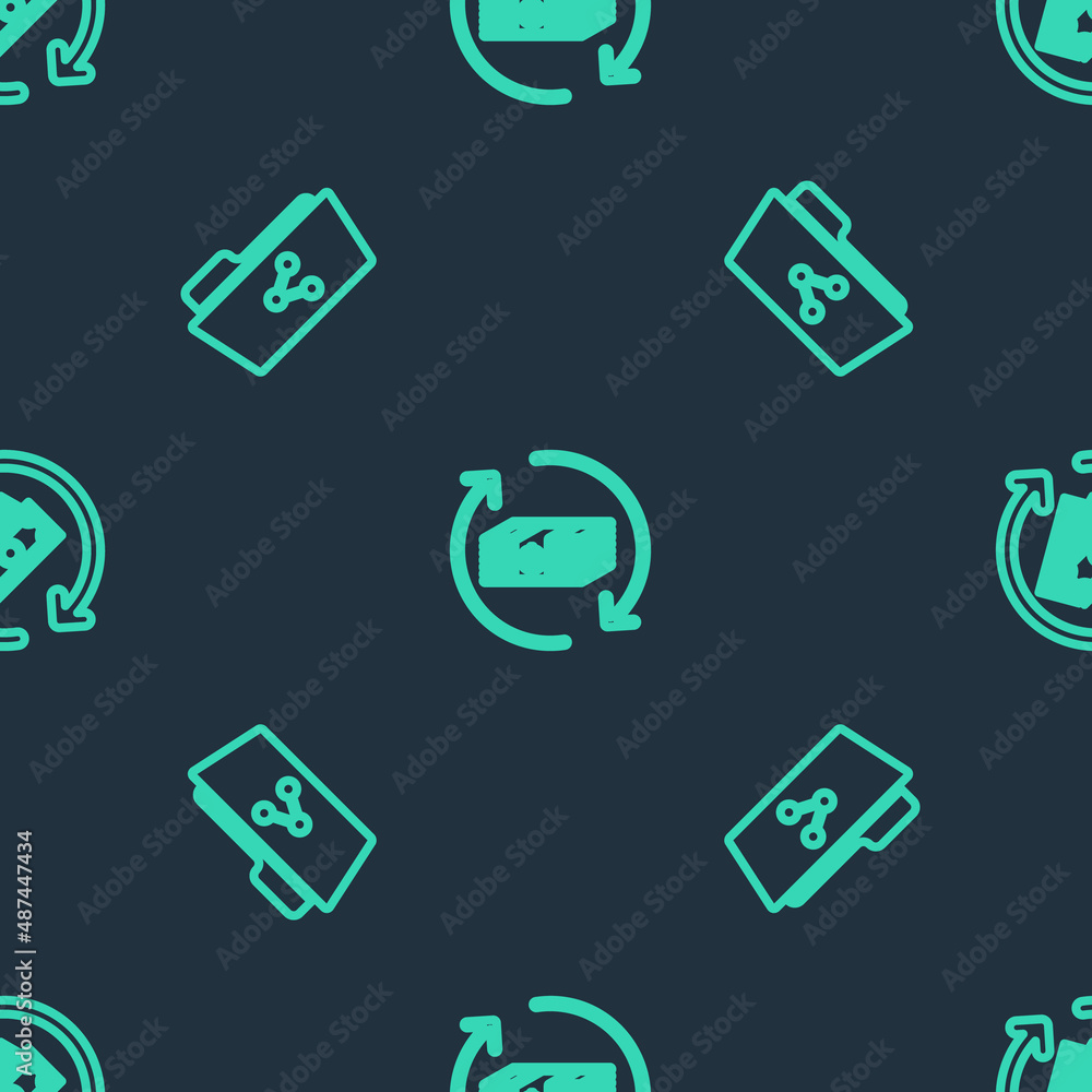 Set line Refund money, Share folder and on seamless pattern. Vector Set line Refund money, Share folder and on seamless pattern. Vector