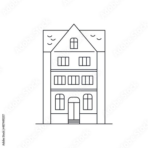 House icon . Building front view facade outline. Country house