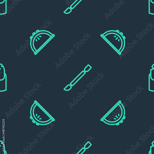 Set line Cuticle pusher  Manicure lamp and Broken nail on seamless pattern. Vector