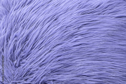 Color of the year 2022, Very Peri. Top view Fluffy wool texture sample. Fashionable beauty, trendy and modern design concept.