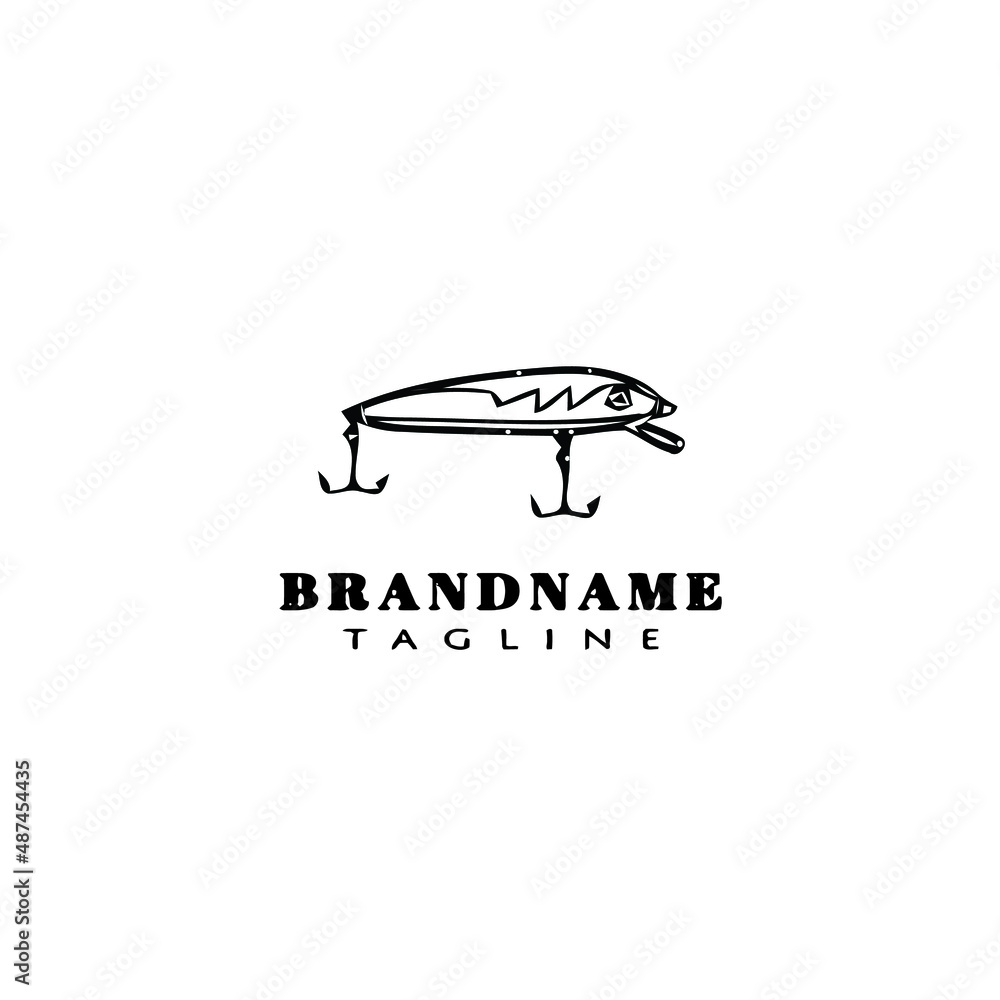 Fototapeta premium fishing lure logo cartoon design template icon black isolated vector