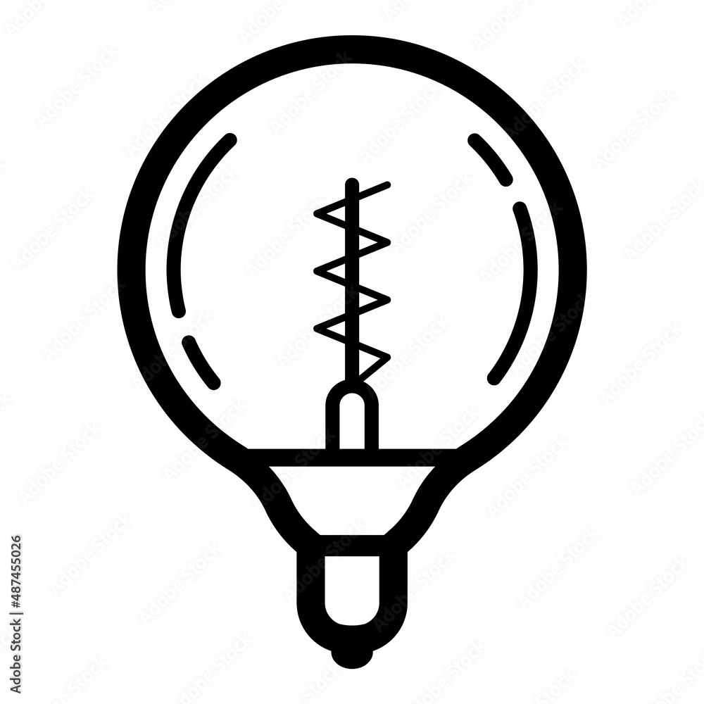 Retro Lightbulb Flat Icon Isolated On White Background