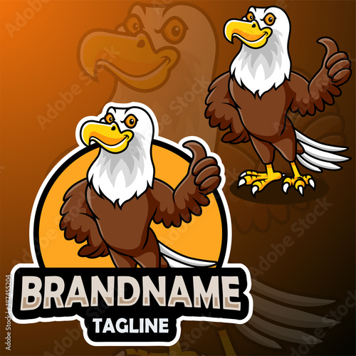 Cartoon eagle mascot design giving a thumbs up