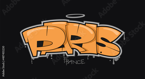 Paris graffiti style hand drawn lettering. Decorative vector text .