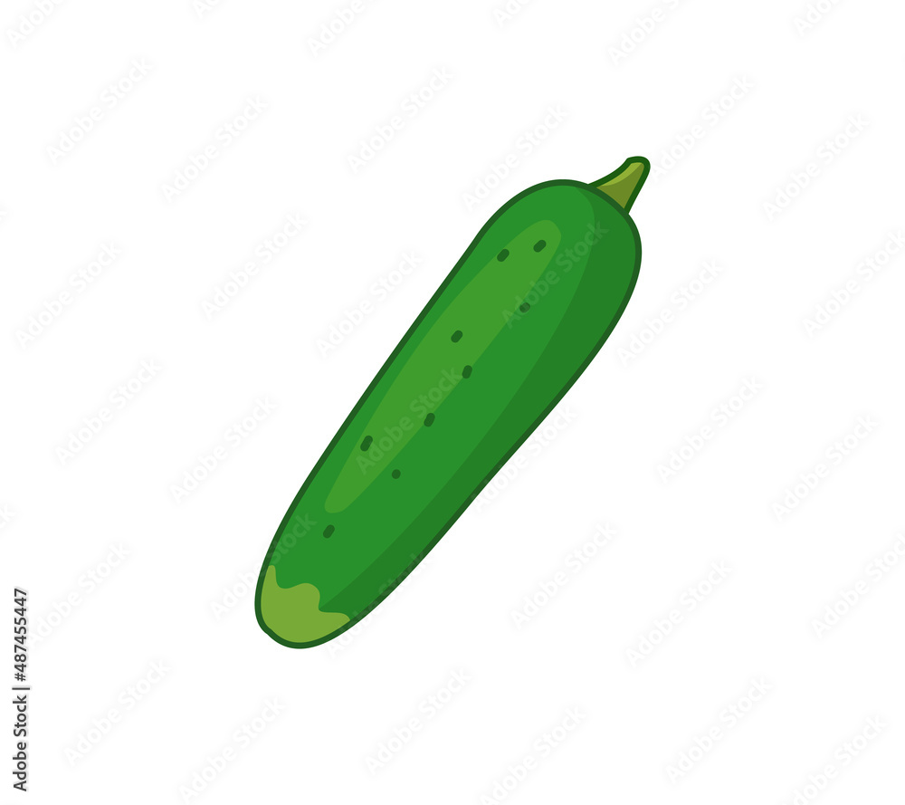 Green cucumber. Vector illustration of a vegetable in a cartoon childish style. Isolated funny clipart on white background. cute print. Green cucumber. Vector illustration of a vegetable in a cartoon childish style. Isolated funny clipart on white background. cute print.