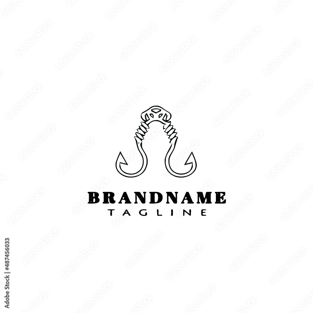 Fototapeta premium fishing hook logo cartoon design template icon black isolated vector illustration