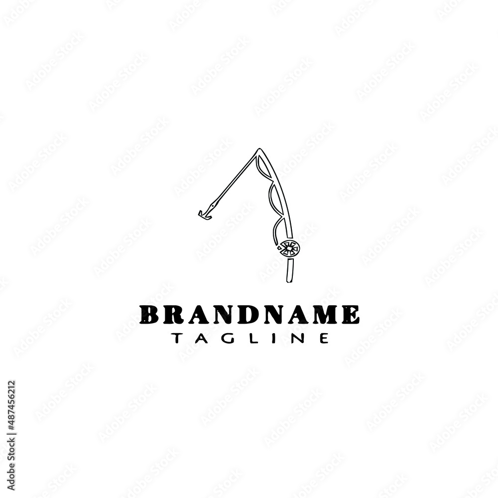 fishing rod logo cartoon design template icon black isolated vector fishing rod logo cartoon design template icon black isolated vector
