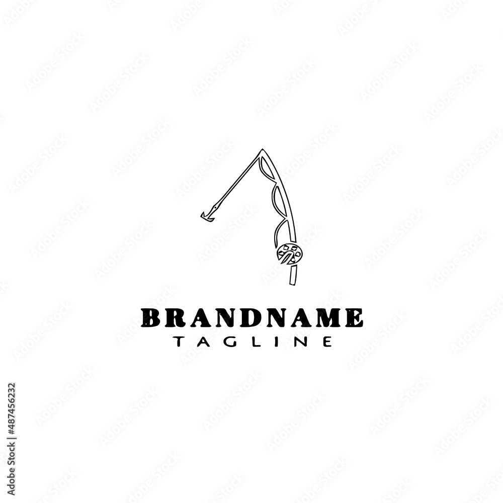 Obraz premium fishing rod logo cartoon design template icon black isolated vector