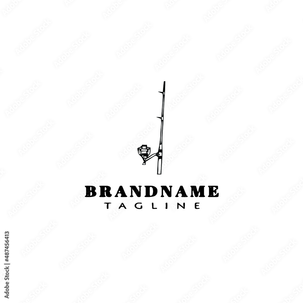 Fototapeta premium fishing rod logo cartoon design template icon black isolated vector