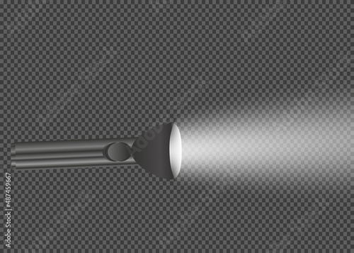 flashlight on a transparent background. Shine.lighting the space.metal