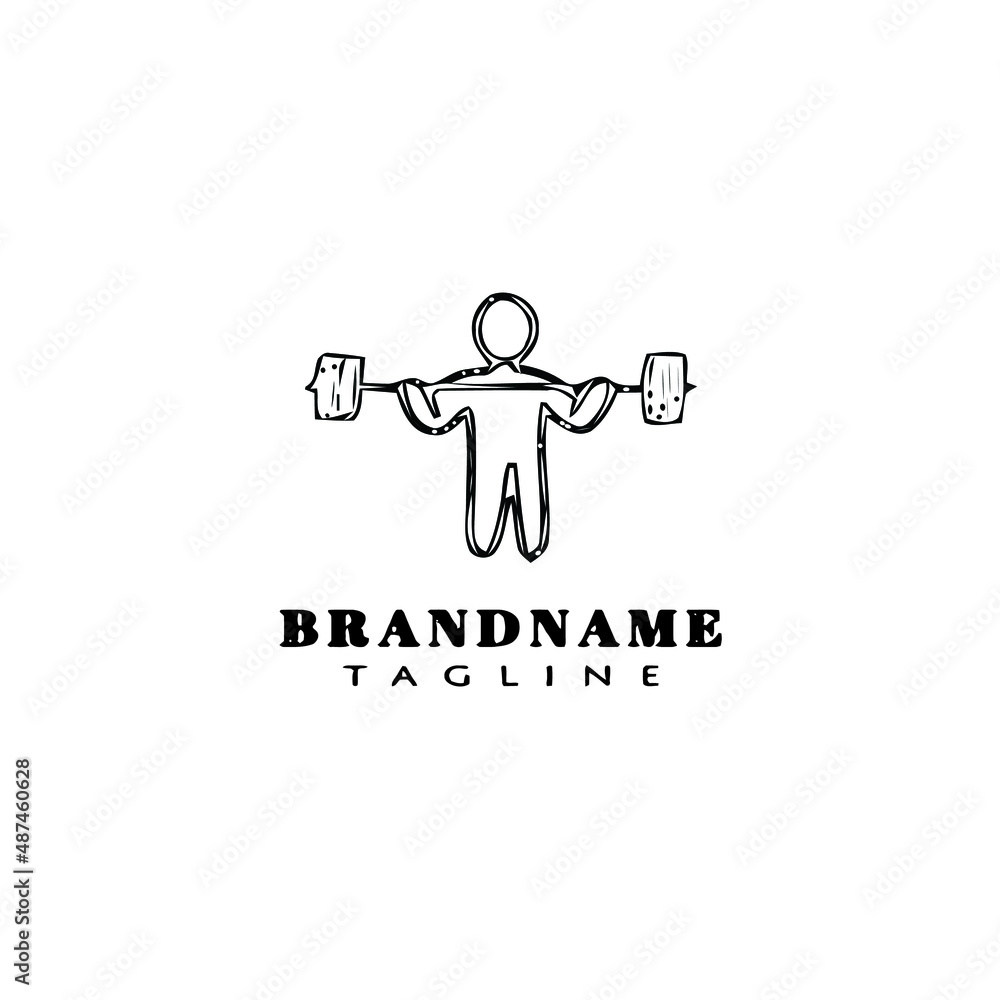 man training lifting barbell logo icon design template vector
