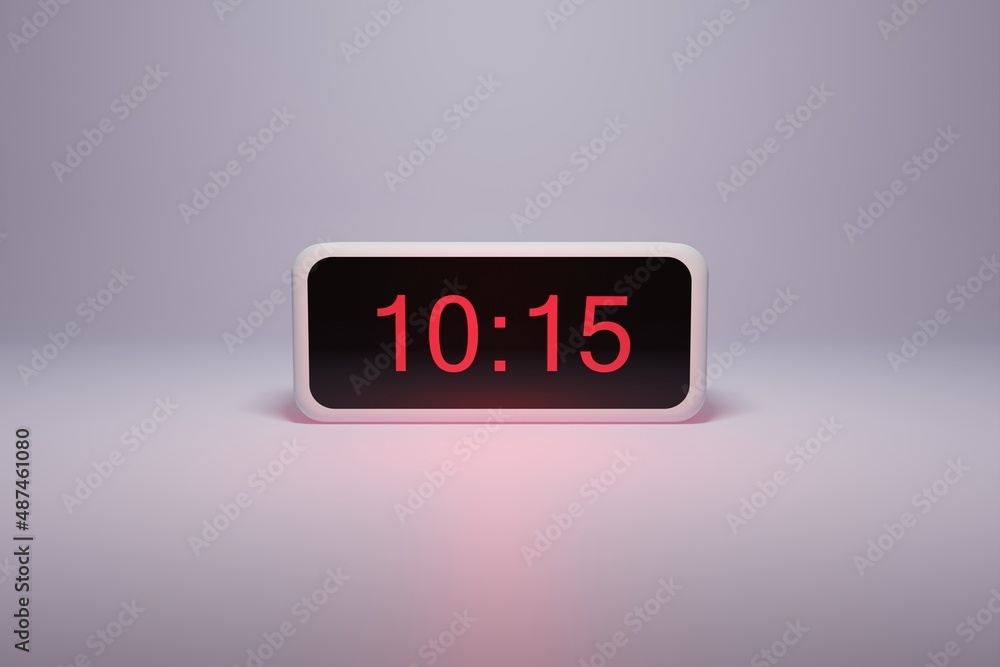 3d alarm clock displaying current time with hour and minute 10.15 - Digital clock with red numbers - Time to wake up, attend meeting or appointment - Ring bounce alarm clock background image 3d alarm clock displaying current time with hour and minute 10.15 - Digital clock with red numbers - Time to wake up, attend meeting or appointment - Ring bounce alarm clock background image