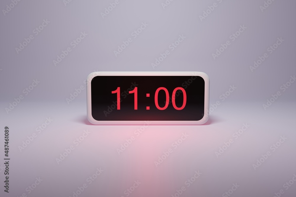 3d alarm clock displaying current time with hour and minute 11.00 11 am -  Digital clock with