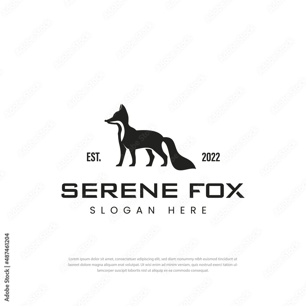 Elegant standing fox logo,Can be used for business, community, foundation, technology, service company. Vector Logo Design Illustration.