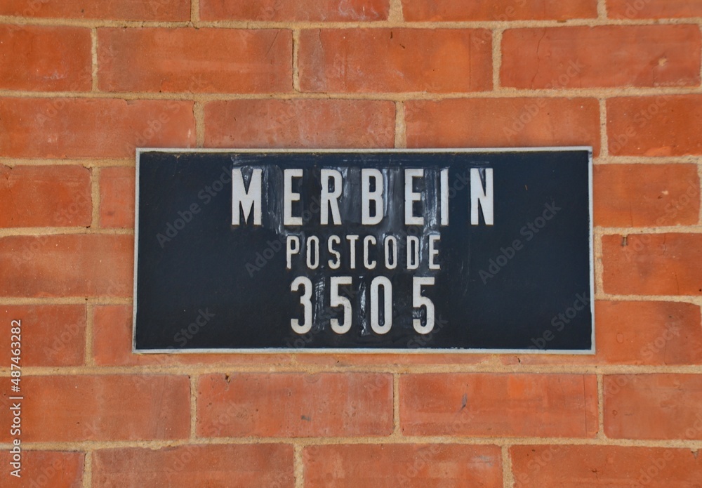 Fototapeta premium Post office mail sign in Merbein Australia with postcode or zip code