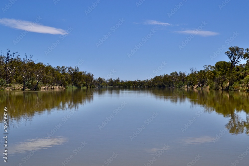 Flat wide calm sunny day on the Murray River