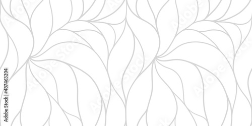 Elegant seamless floral pattern. Wavy vector abstract background. Stylish monochrome linear texture.