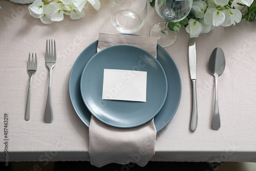 Stylish table setting with blank card