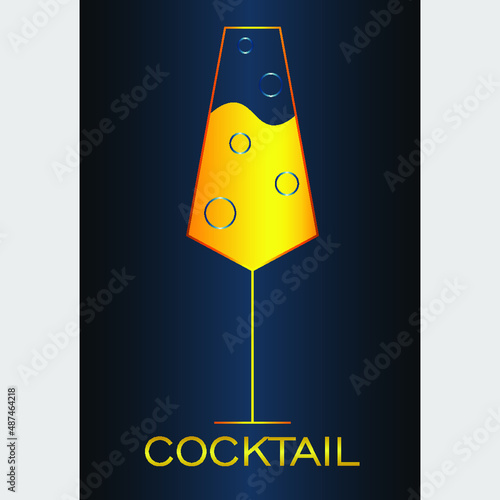 abstract minimal mimosa cocktail logo on a dark background