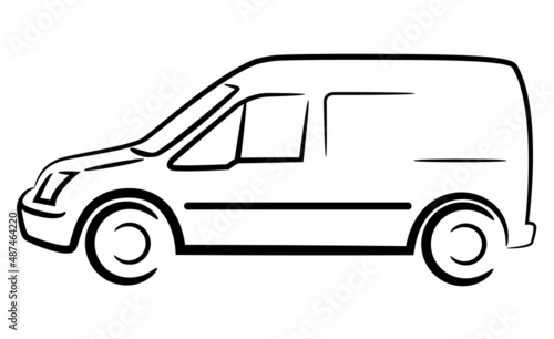 Car sketch outline. Minivan vector illustration.