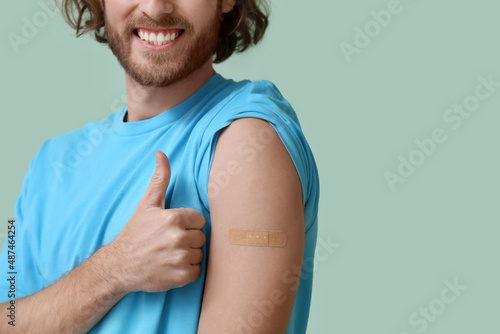 Young man with applied medi...