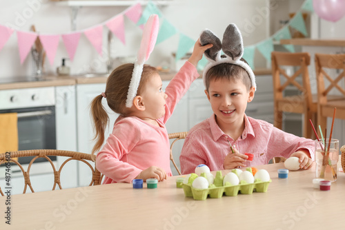 Cute little boy in bunny ea...