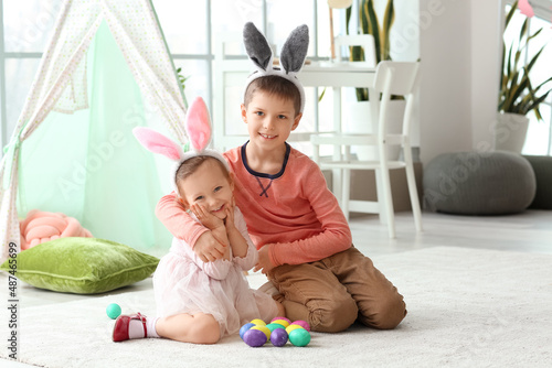 Cute little children in bun...