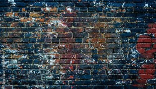 Grungy brick wall for background.