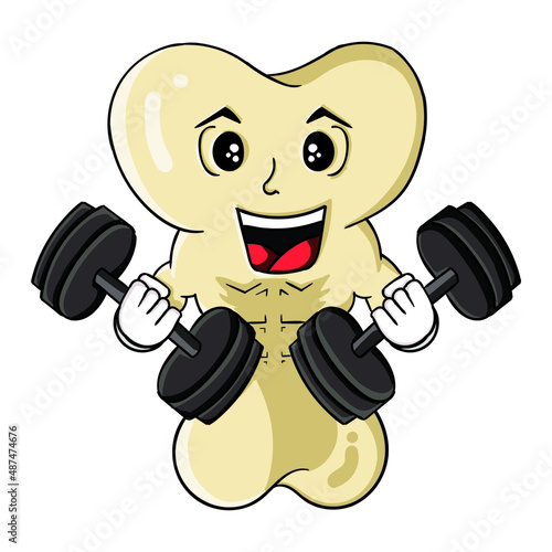The illustration of bone exercise or gym activities cartoon. Suitable for educate young learners or for coloring book.