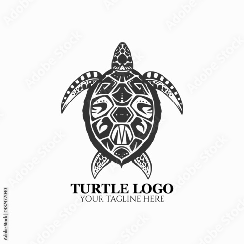 Turtle logo, sea turtle design illustration, turtle design vector